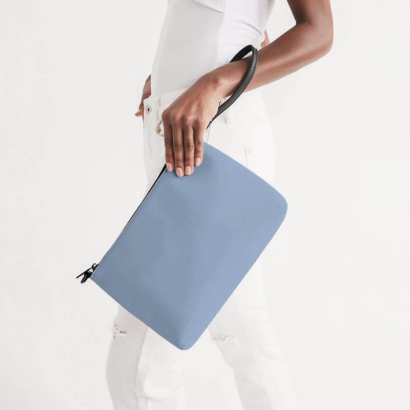 Lightened Fully-Muted Blue Zip Pouch (IB2-FM-LG) - Side Holding