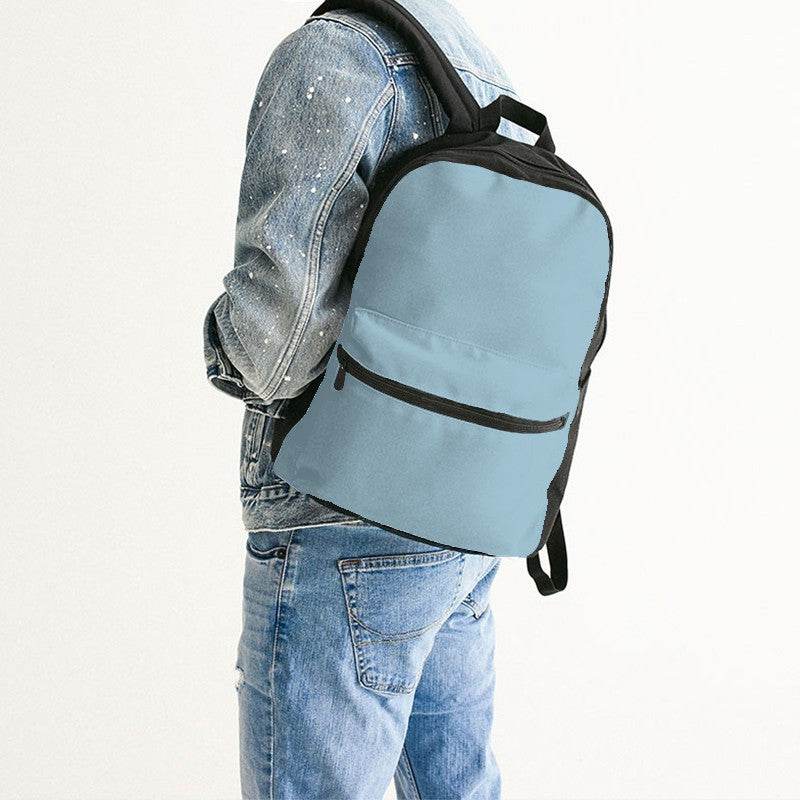 Lightened Fully-Muted Cyan Canvas Backpack (BC2-FM-LG) - Man Back CloseUp