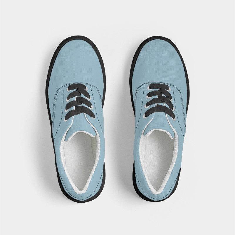 Lightened Fully-Muted Cyan Women's Canvas Sneakers (BC2-FM-LG) - Top