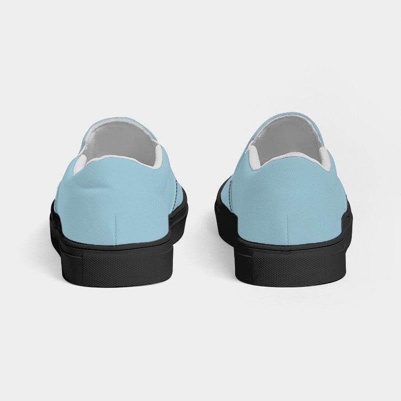 Lightened Fully-Muted Cyan Women's Slip-On Canvas Sneakers (BC2-FM-LG) - Back