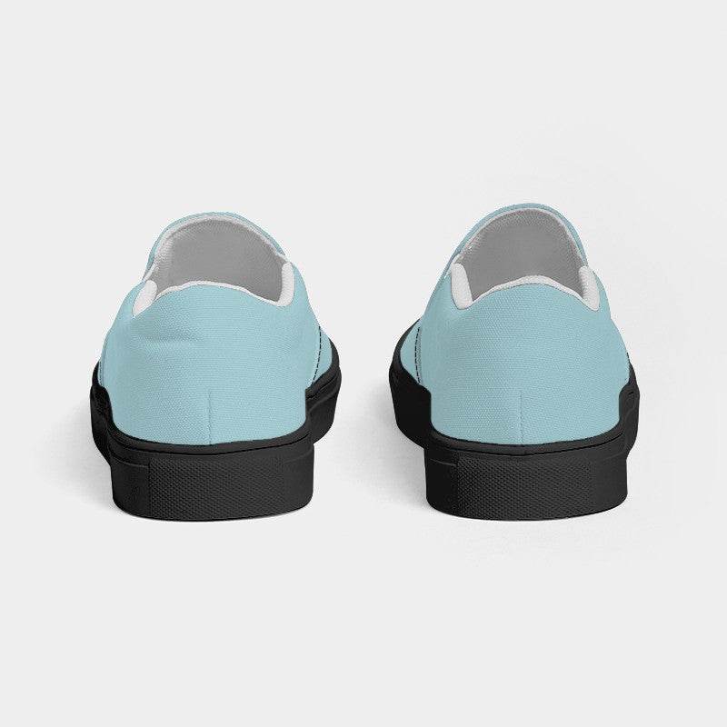 Lightened Fully-Muted Cyan Women's Slip-On Canvas Sneakers (C-FM-LG) - Back