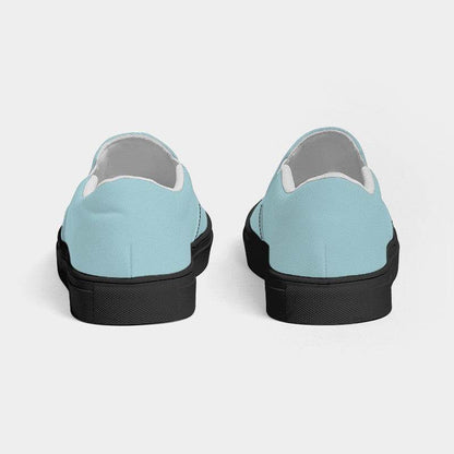 Lightened Fully-Muted Cyan Women's Slip-On Canvas Sneakers (C-FM-LG) - Back