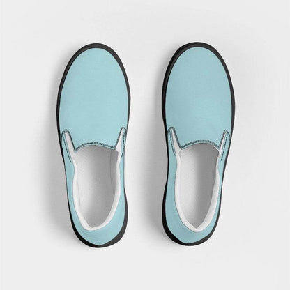 Lightened Fully-Muted Cyan Women's Slip-On Canvas Sneakers (C-FM-LG) - Top