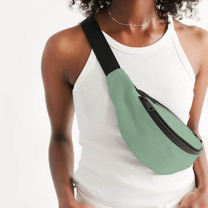 Lightened Fully-Muted Green Belt Bag (G-FM-LG) - Woman Front CloseUp