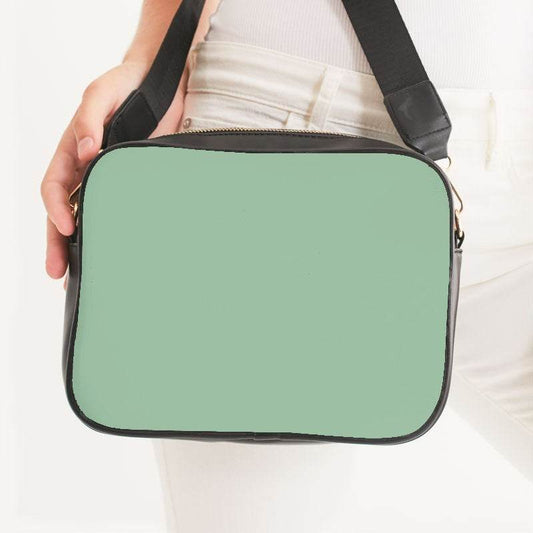 Lightened Fully-Muted Green Crossbody Bag (G-FM-LG) - Woman Front CloseUp