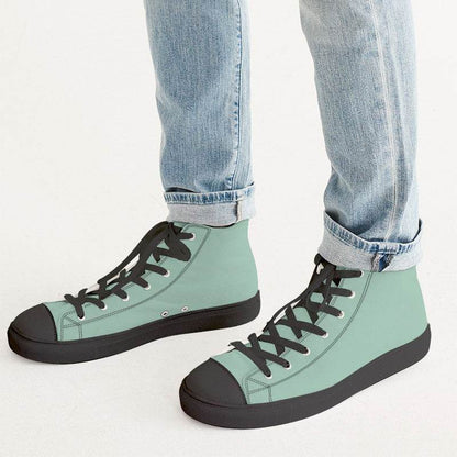 Lightened Fully-Muted Green Men's High-Top Canvas Sneakers (BGG2-FM-LG) - Man CloseUp