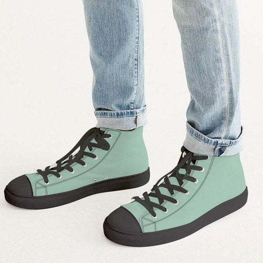 Lightened Fully-Muted Green Men's High-Top Canvas Sneakers (BGG2-FM-LG) - Man CloseUp