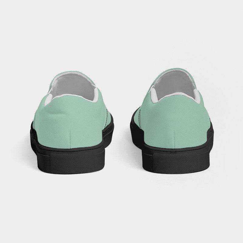 Lightened Fully-Muted Green Men's Slip-On Canvas Sneakers (BGG2-FM-LG) - Back