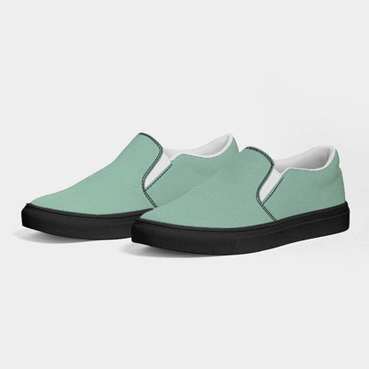 Lightened Fully-Muted Green Men's Slip-On Canvas Sneakers (BGG2-FM-LG) - Side 3