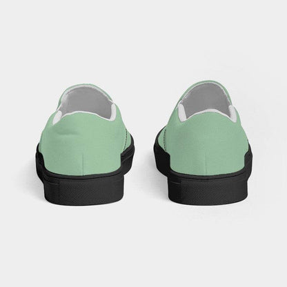 Lightened Fully-Muted Green Men's Slip-On Canvas Sneakers (G-FM-LG) - Back