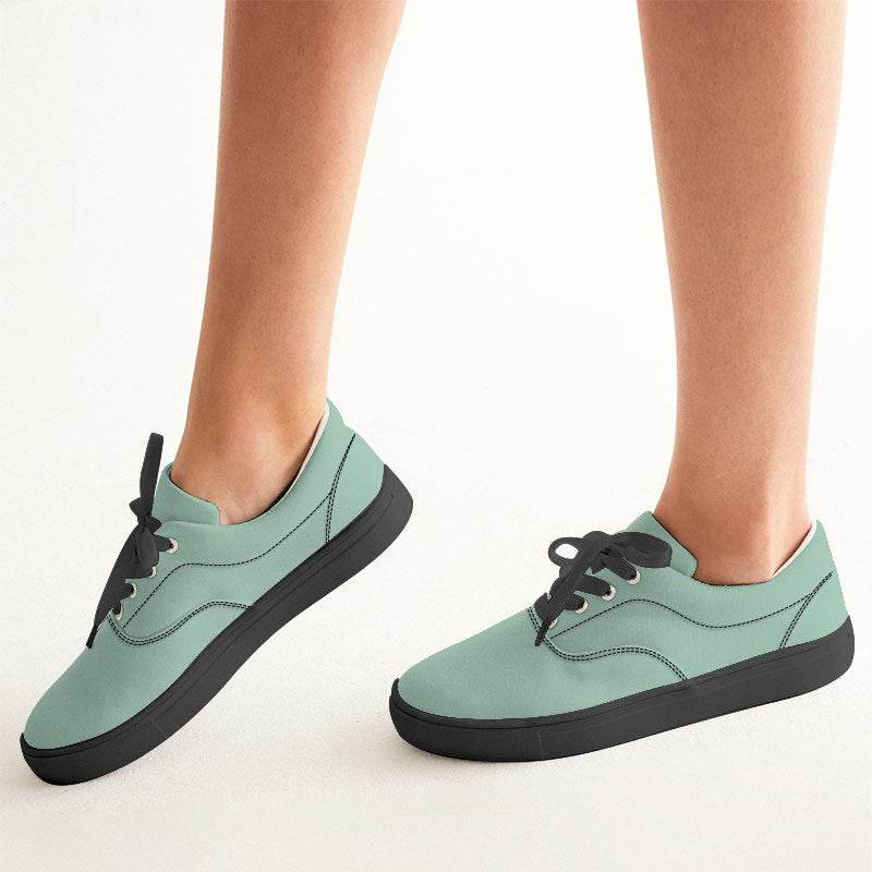 Lightened Fully-Muted Green Women's Canvas Sneakers (BGG2-FM-LG) - Woman CloseUp