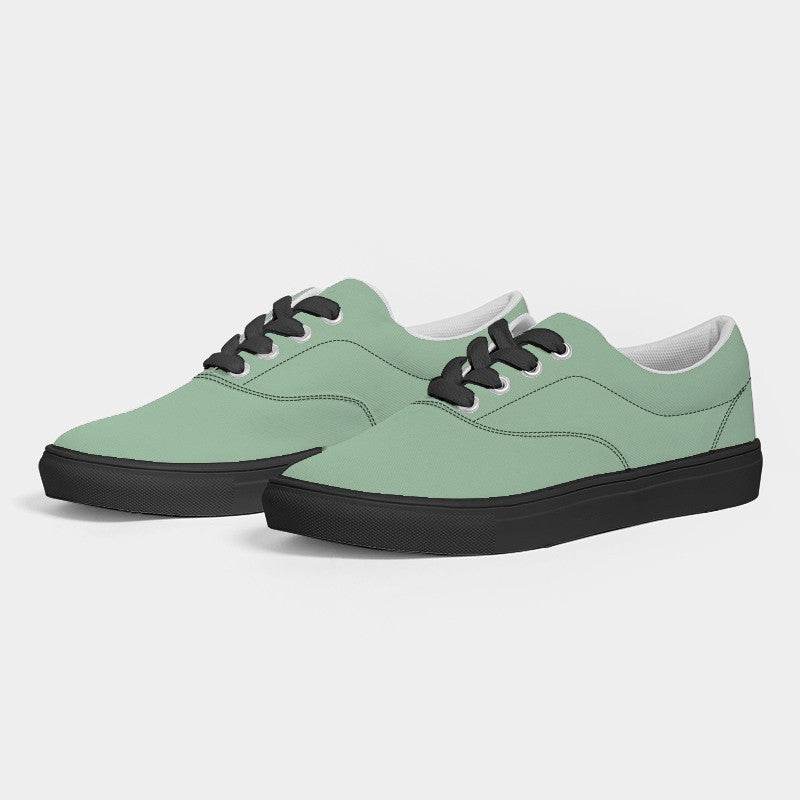 Lightened Fully-Muted Green Women's Canvas Sneakers (G-FM-LG) - Side 3