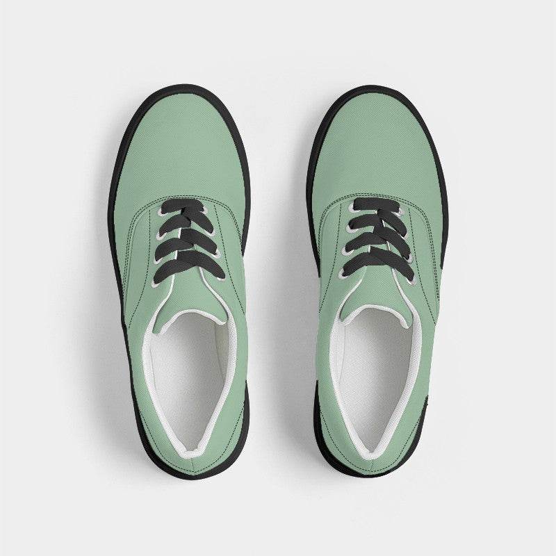 Lightened Fully-Muted Green Women's Canvas Sneakers (G-FM-LG) - Top