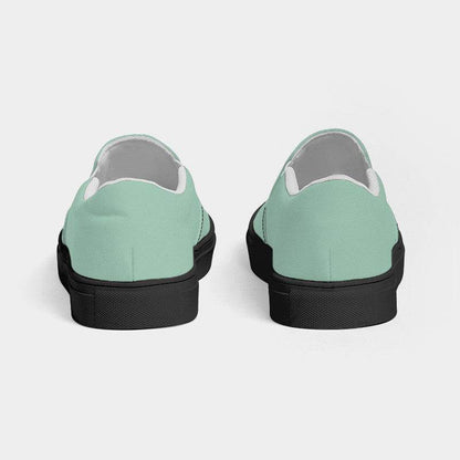 Lightened Fully-Muted Green Women's Slip-On Canvas Sneakers (BGG2-FM-LG) - Back