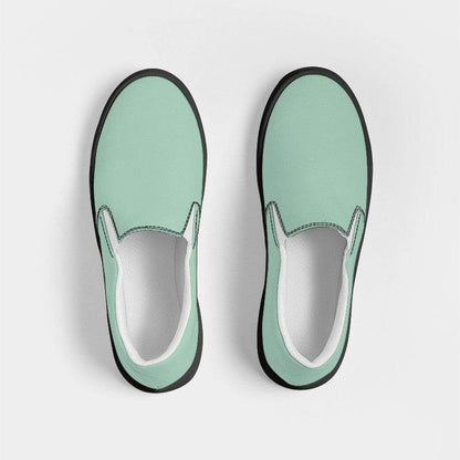 Lightened Fully-Muted Green Women's Slip-On Canvas Sneakers (BGG2-FM-LG) - Top