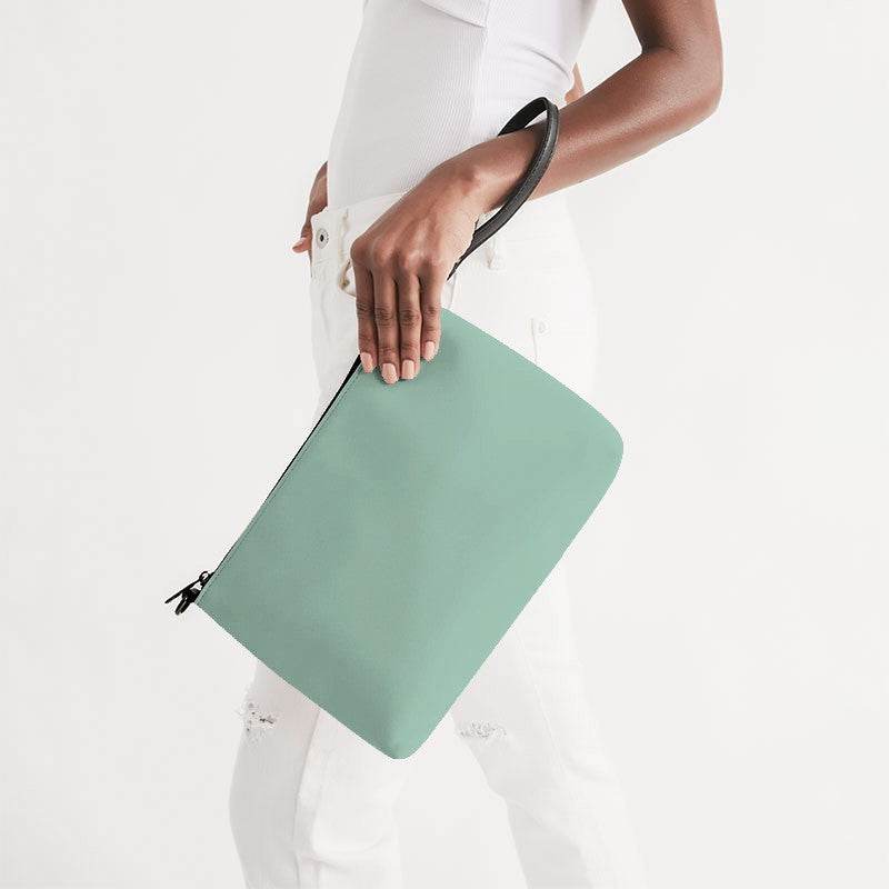 Lightened Fully-Muted Green Zip Pouch (BGG2-FM-LG) - Side Holding
