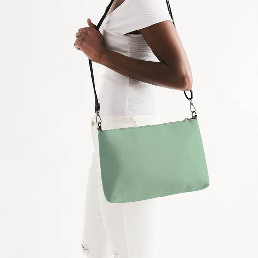 Lightened Fully-Muted Green Zip Pouch (G-FM-LG) - Side CloseUp