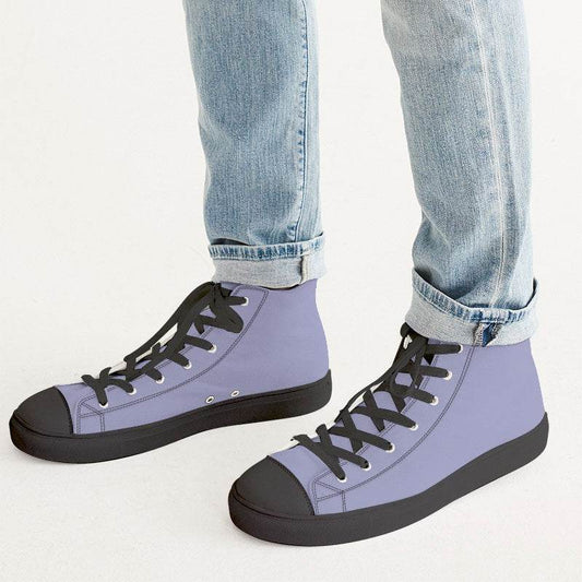 Lightened Fully-Muted Indigo Men's High-Top Canvas Sneakers (PUI2-FM-LG) - Man CloseUp