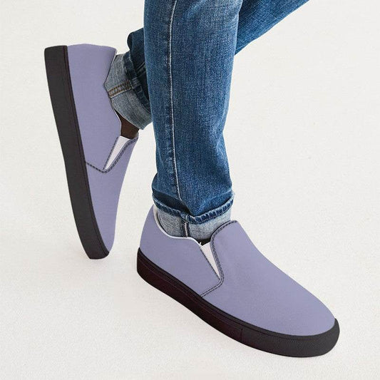 Lightened Fully-Muted Indigo Men's Slip-On Canvas Sneakers (PUI2-FM-LG) - Man CloseUp