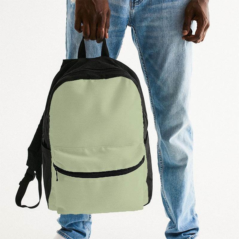 Lightened Fully-Muted Lime Canvas Backpack (L-FM-LG) - Man Holding