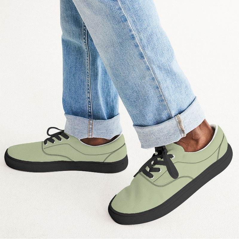 Lightened Fully-Muted Lime Men's Canvas Sneakers (L-FM-LG) - Man CloseUp