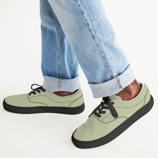 Lightened Fully-Muted Lime Men's Canvas Sneakers (L-FM-LG) - Man CloseUp
