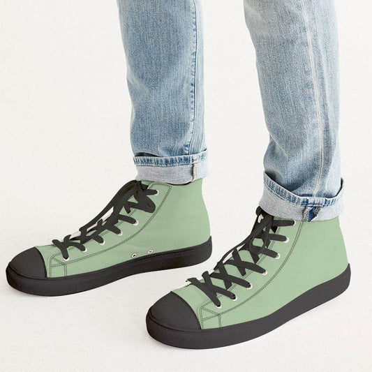 Lightened Fully-Muted Lime Men's High-Top Canvas Sneakers (GL2-FM-LG) - Man CloseUp