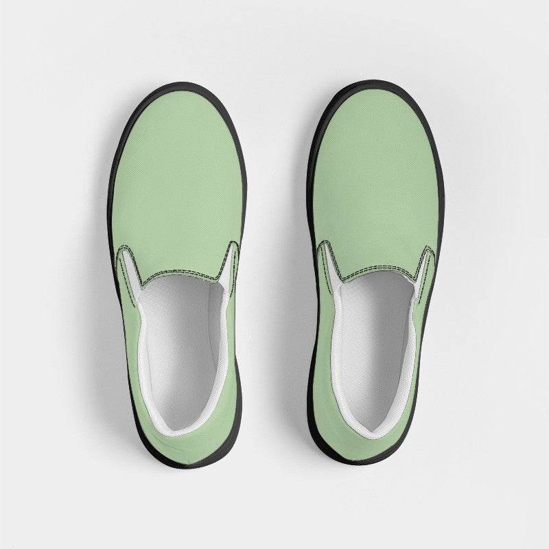 Lightened Fully-Muted Lime Men's Slip-On Canvas Sneakers (GL2-FM-LG) - Top