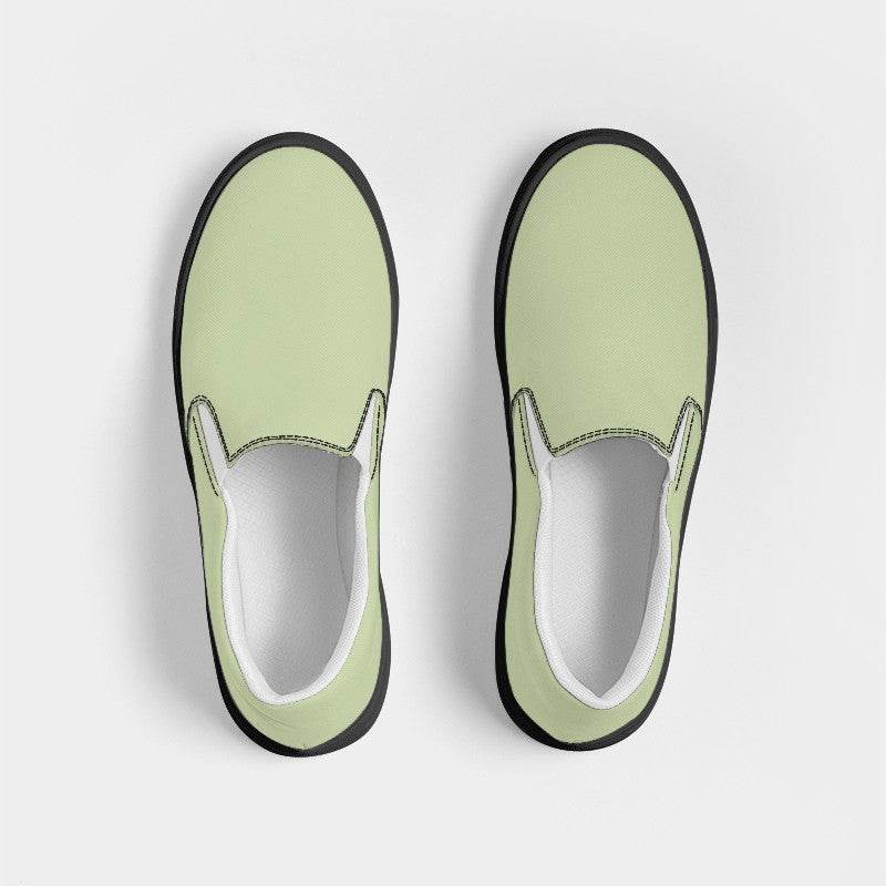 Lightened Fully-Muted Lime Men's Slip-On Canvas Sneakers (L-FM-LG) - Top