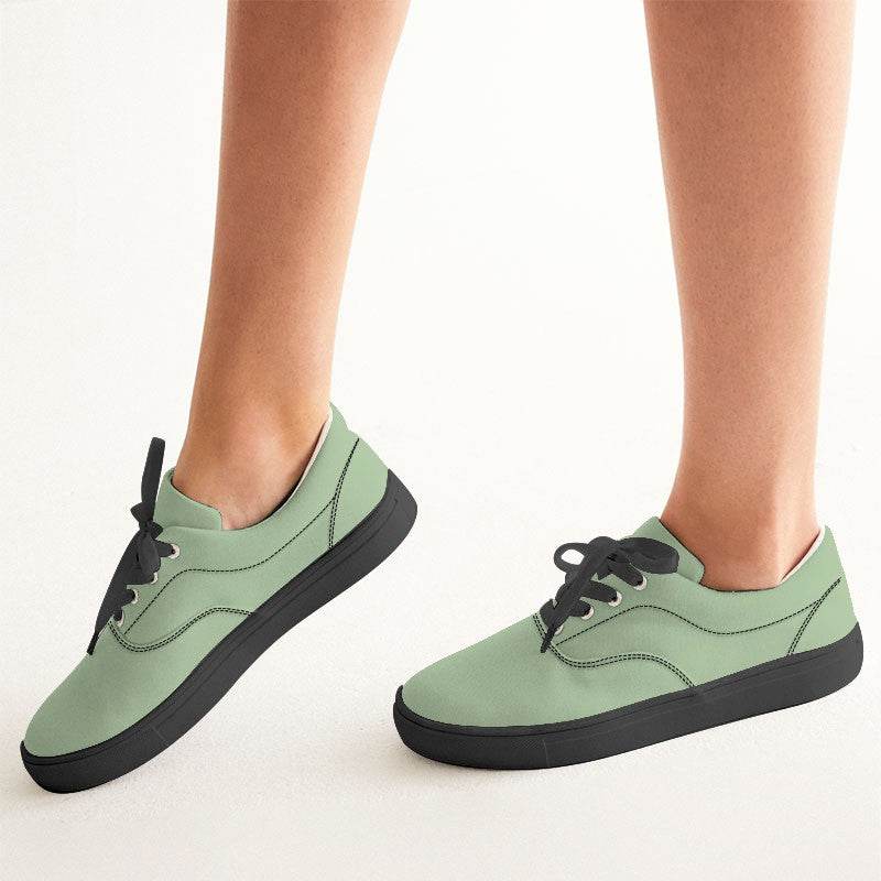 Lightened Fully-Muted Lime Women's Canvas Sneakers (GL2-FM-LG) - Woman CloseUp