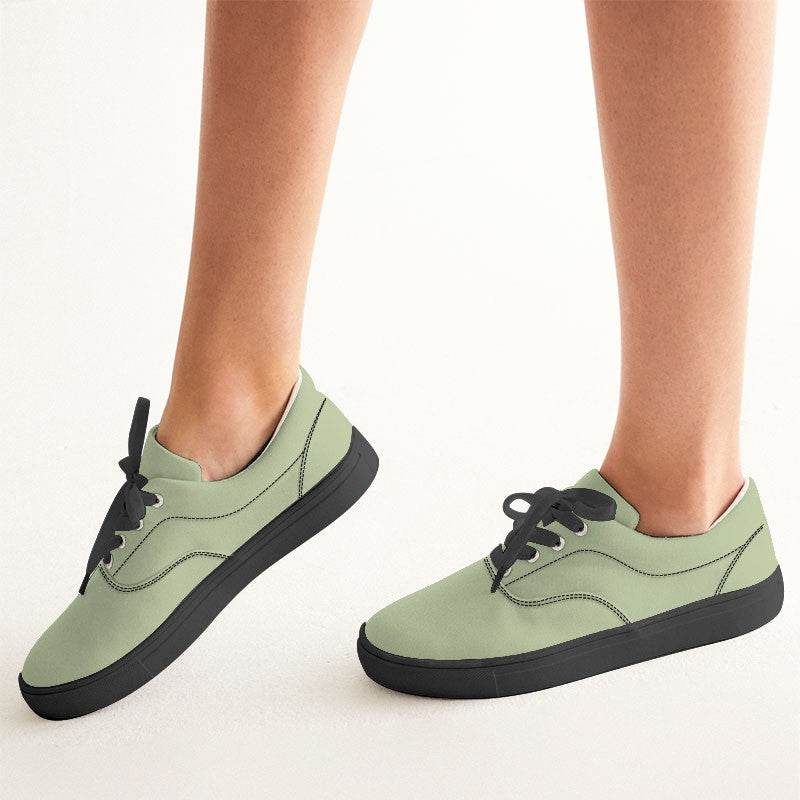 Lightened Fully-Muted Lime Women's Canvas Sneakers (L-FM-LG) - Woman CloseUp