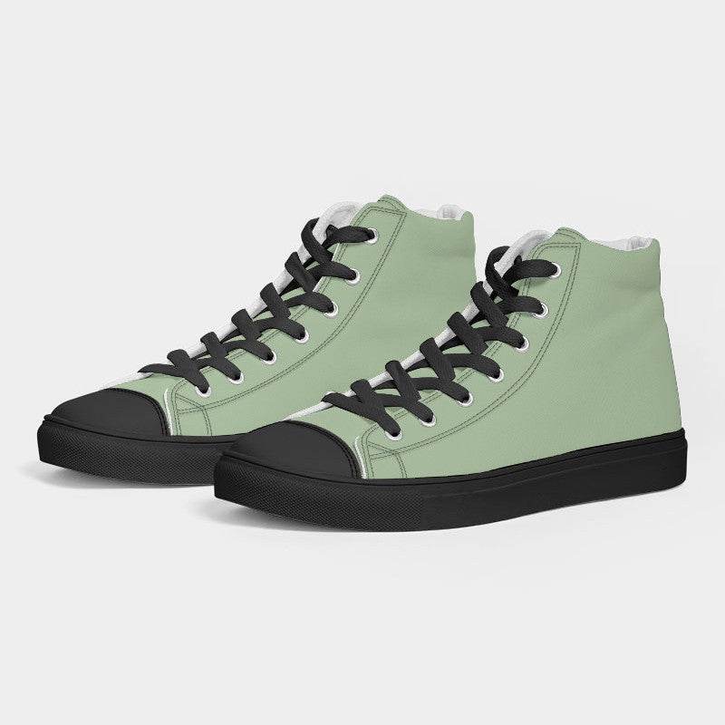 Lightened Fully-Muted Lime Women's High-Top Canvas Sneakers (GL2-FM-LG) - Side 3