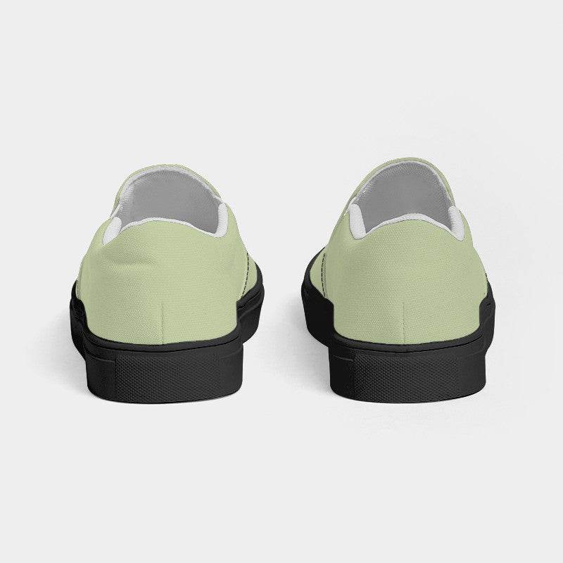 Lightened Fully-Muted Lime Women's Slip-On Canvas Sneakers (L-FM-LG) - Back