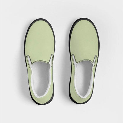 Lightened Fully-Muted Lime Women's Slip-On Canvas Sneakers (L-FM-LG) - Top