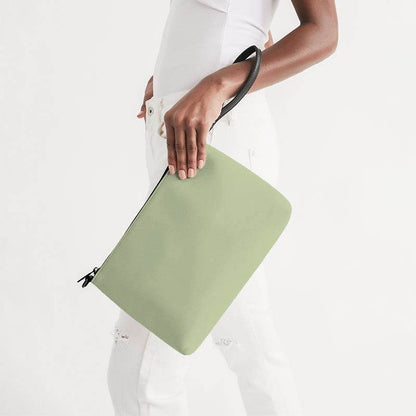 Lightened Fully-Muted Lime Zip Pouch (L-FM-LG) - Side Holding