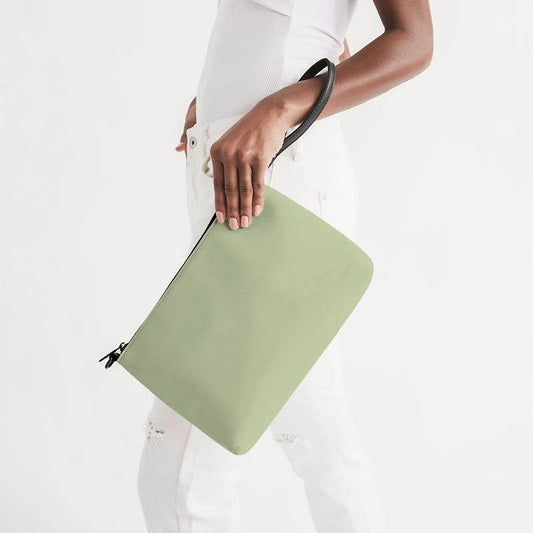 Lightened Fully-Muted Lime Zip Pouch (L-FM-LG) - Side Holding
