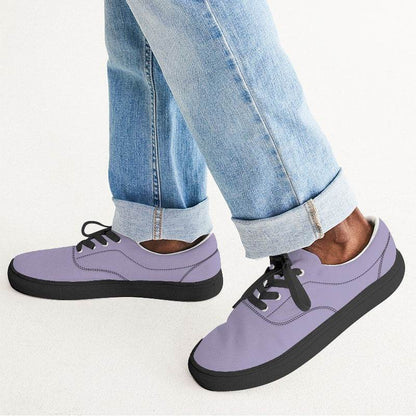 Lightened Fully-Muted Purple Men's Canvas Sneakers (PU-FM-LG) - Man CloseUp