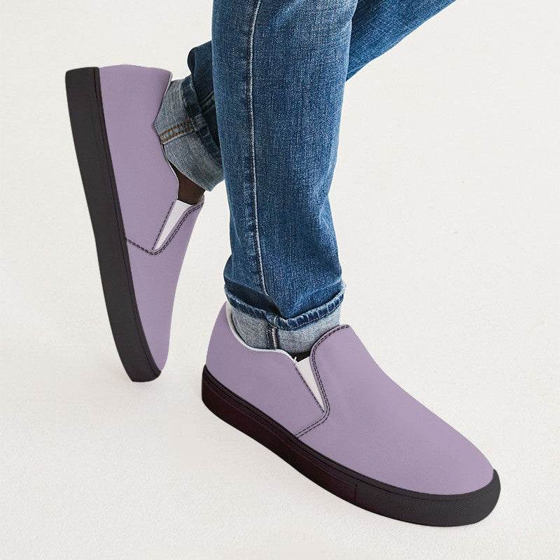 Lightened Fully-Muted Purple Men's Slip-On Canvas Sneakers (MPU2-FM-LG) - Man CloseUp