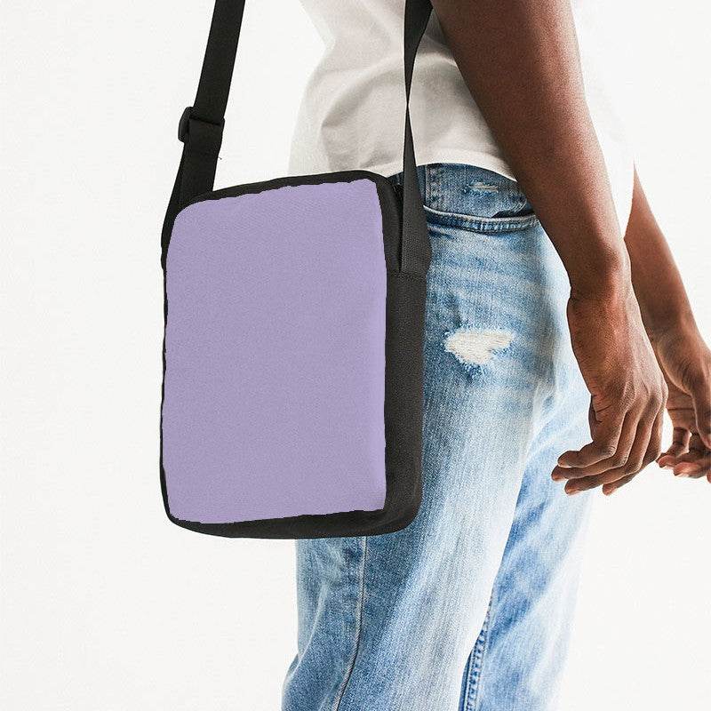 Lightened Fully-Muted Purple Messenger Pouch (PU-FM-LG) - Man Side CloseUp