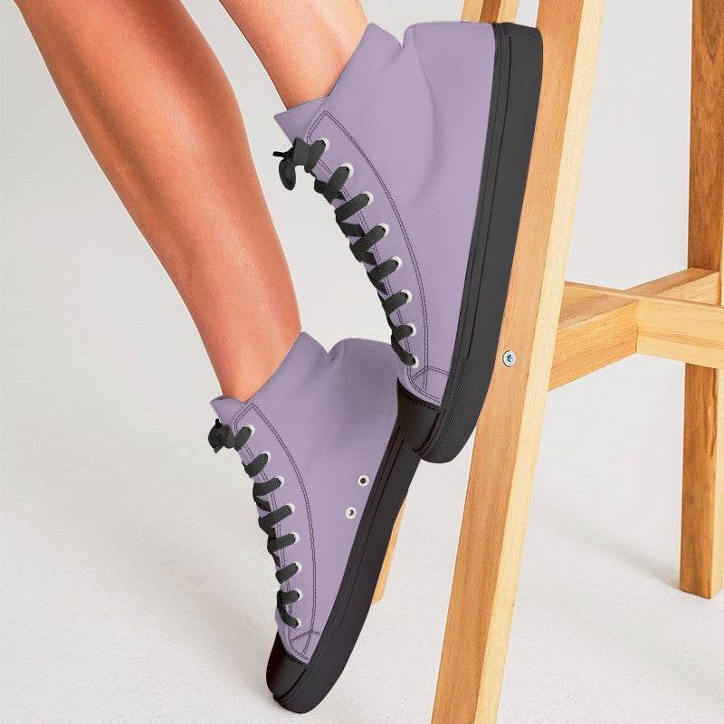 Lightened Fully-Muted Purple Women's High-Top Canvas Sneakers (MPU2-FM-LG) - Woman CloseUp