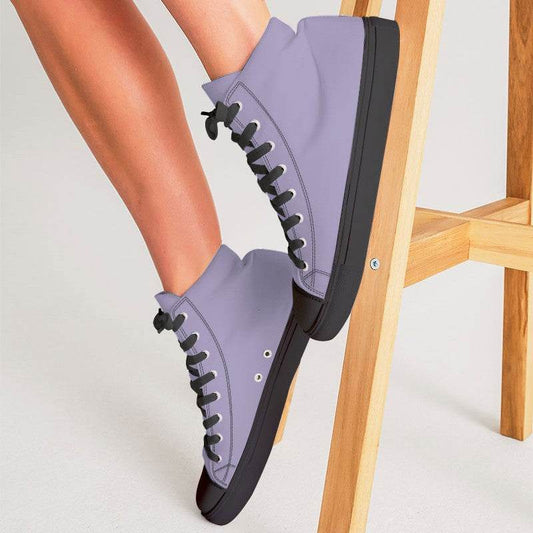 Lightened Fully-Muted Purple Women's High-Top Canvas Sneakers (PU-FM-LG) - Woman CloseUp