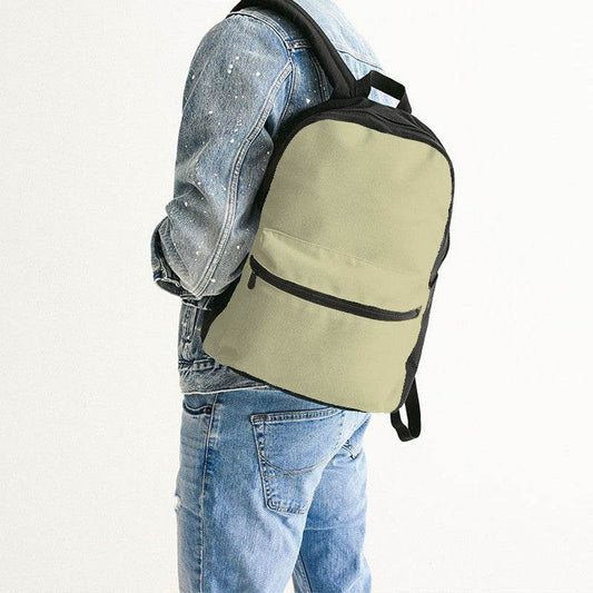 Lightened Fully-Muted Yellow Canvas Backpack (LY2-FM-LG) - Man Back CloseUp
