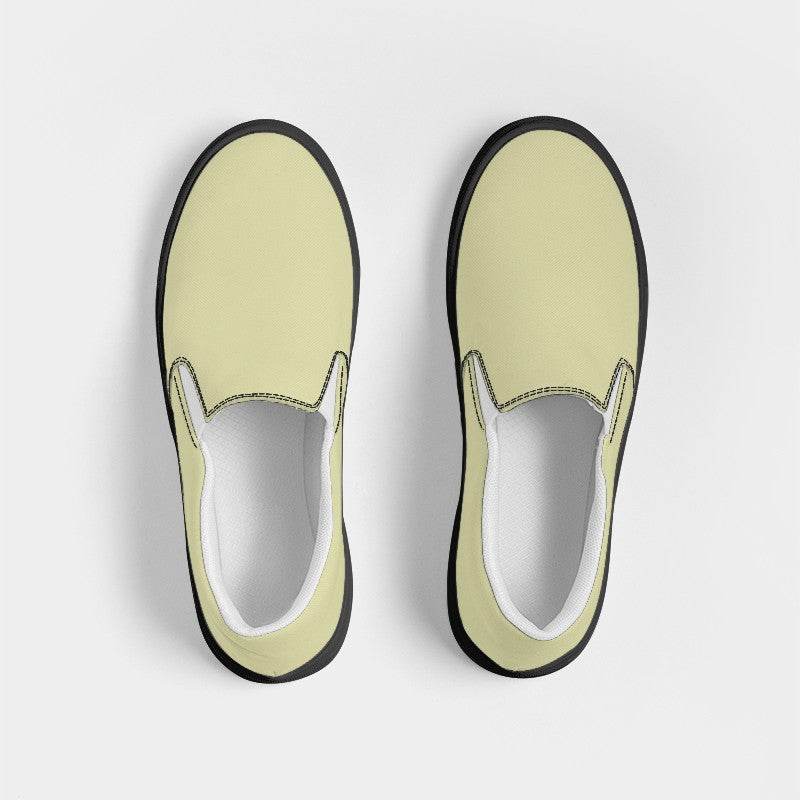Lightened Fully-Muted Yellow Women's Slip-On Canvas Sneakers (LY2-FM-LG) - Top