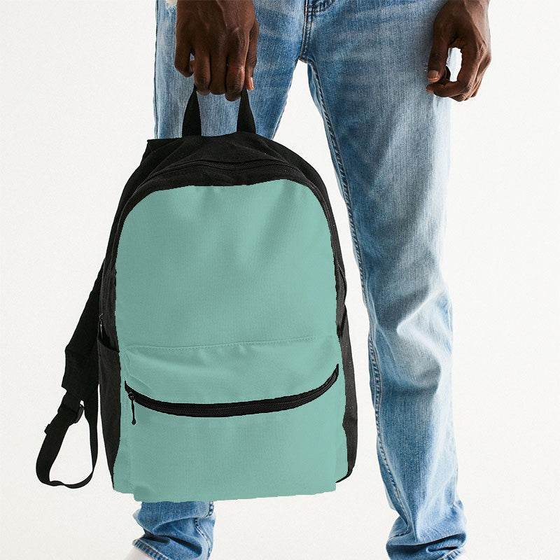 Lightened Muted Blue-Green Canvas Backpack (BG-MU-LG) - Man Holding