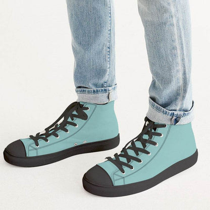 Lightened Muted Blue-Green Men's High-Top Canvas Sneakers (CBG2-MU-LG) - Man CloseUp