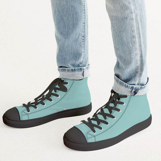 Lightened Muted Blue-Green Men's High-Top Canvas Sneakers (CBG2-MU-LG) - Man CloseUp