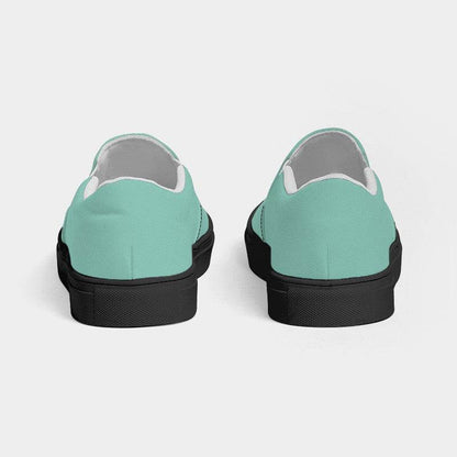 Lightened Muted Blue-Green Men's Slip-On Canvas Sneakers (BG-MU-LG) - Back