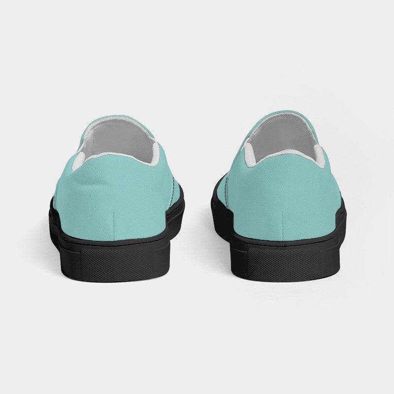 Lightened Muted Blue-Green Men's Slip-On Canvas Sneakers (CBG2-MU-LG) - Back