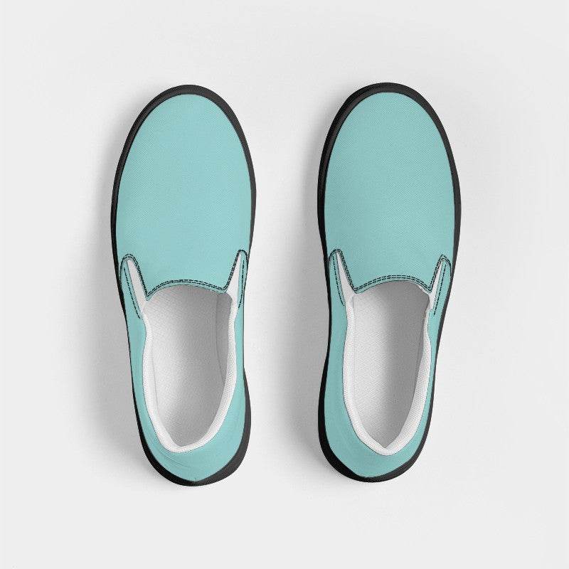 Lightened Muted Blue-Green Men's Slip-On Canvas Sneakers (CBG2-MU-LG) - Top