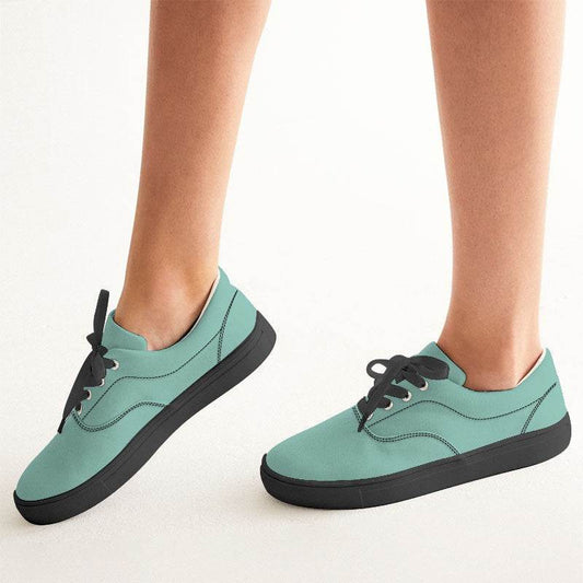 Lightened Muted Blue-Green Women's Canvas Sneakers (BG-MU-LG) - Woman CloseUp